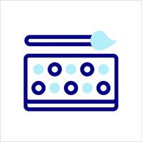 A blue icon of a box with pills and a brush vector