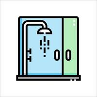 A shower with a shower head and a door vector