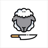 A sheep with a knife and a knife icon vector