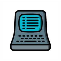 An icon of a computer with a keyboard vector