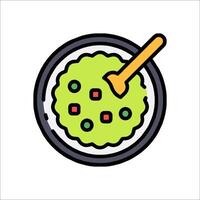 A bowl of green salad with a spoon in it vector