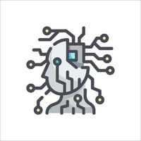 A robot head with a circuit board on it vector