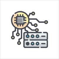 A computer chip and a server icon vector