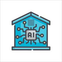 A house with ai chip inside and a computer chip icon vector