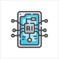 Ai technology icon, line icon, illustration vector