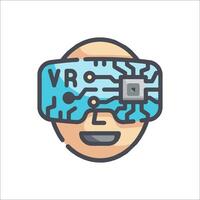 A man wearing a virtual reality headset vector