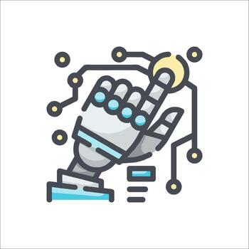 A robot hand with a button on it vector