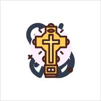 A cross with a crown on it, and a circle around it vector