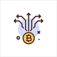 Bitcoin icon with arrows and a bitcoin coin vector