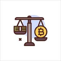Bitcoin and ethereum on scales vector