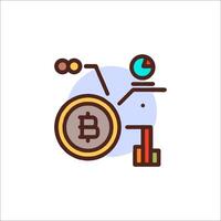 Bitcoin icon with a coin and a bar graph vector