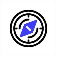 A blue and black icon with a clock in the middle vector