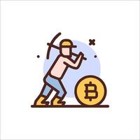 Bitcoin miner icon vector