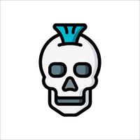 A skull with a blue mohawk on top vector