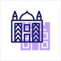 A purple line icon of a building with a mosque on it vector