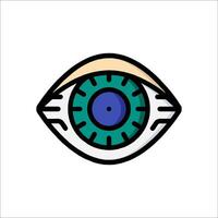 An eye icon with a green and blue color vector