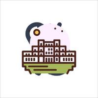 A castle icon with a moon and sun vector