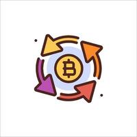 Bitcoin logo with arrows and a circle vector