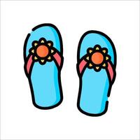 A pair of flip flops with a flower on the top vector
