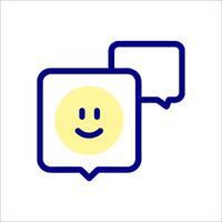 A smiley face icon with two speech bubbles vector