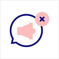 A pink speech bubble with a red x on it vector
