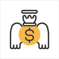 Angel wings and dollar sign icon vector