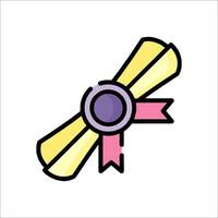 A cartoon ribbon with a purple ribbon on it vector