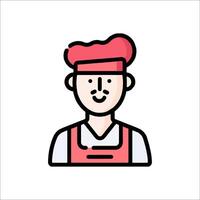 A chef icon with a red hat and apron vector