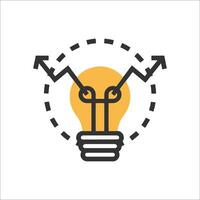 An idea light bulb with arrows pointing up vector