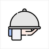 A cloche with a hand holding it up vector