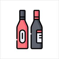 Two bottles of wine on a white background vector