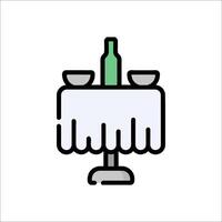 A bottle of wine and a tablecloth on a table vector