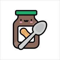 A jar of peanut butter with a spoon vector