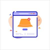 A hat is shown on a website with a button that says, 'buy now' vector