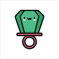 A green ring with a cute face on it vector