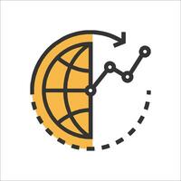 A globe with a line going up and down vector