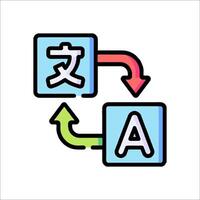 A japanese word and an english word with an arrow pointing to it vector