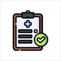 A clipboard with a check mark and a cross vector