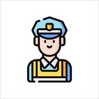 A police officer icon with a hat and uniform vector