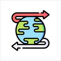 The earth is surrounded by arrows and a globe vector