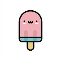 A pink ice cream popsicle with a blue and yellow stripe vector