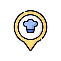 A map pin with a chef hat on it vector