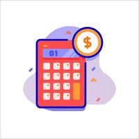 Calculator with dollar sign and coin vector