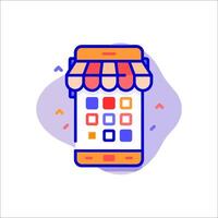A mobile phone with a shop awning on it vector