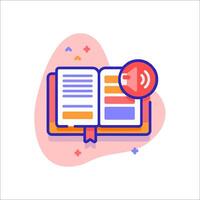 An open book with a microphone icon vector