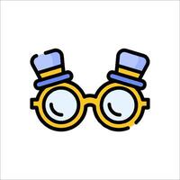 A pair of glasses with a top hat on top vector