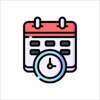 Calendar icon with clock on white background vector