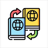 Two books with a globe on top of them vector