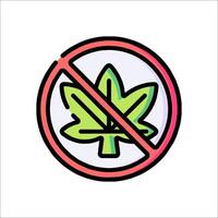 No marijuana sign with a leaf in the middle vector