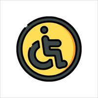 A yellow and black wheelchair icon on a white background vector